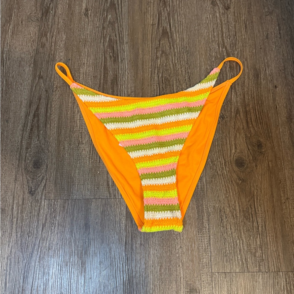 Wild Fable Striped Crochet Boho Bikini Bottom size L NWT